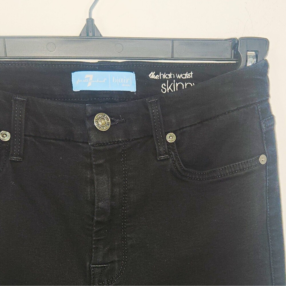 7 For All Mankind Black Dark Wash High Rise Skinny Stretch Denim Jeans 27